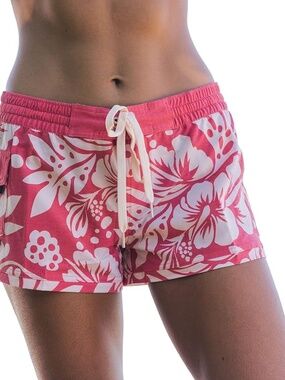 Share Maui Rippers Elastic Waist Swim Shorts Women’s Sz.Lg. Red Palm Print 2.5 i